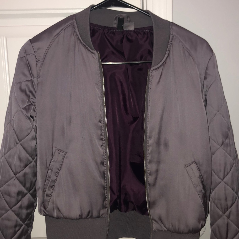 Purple/silver/grey Luxury bomber jacket